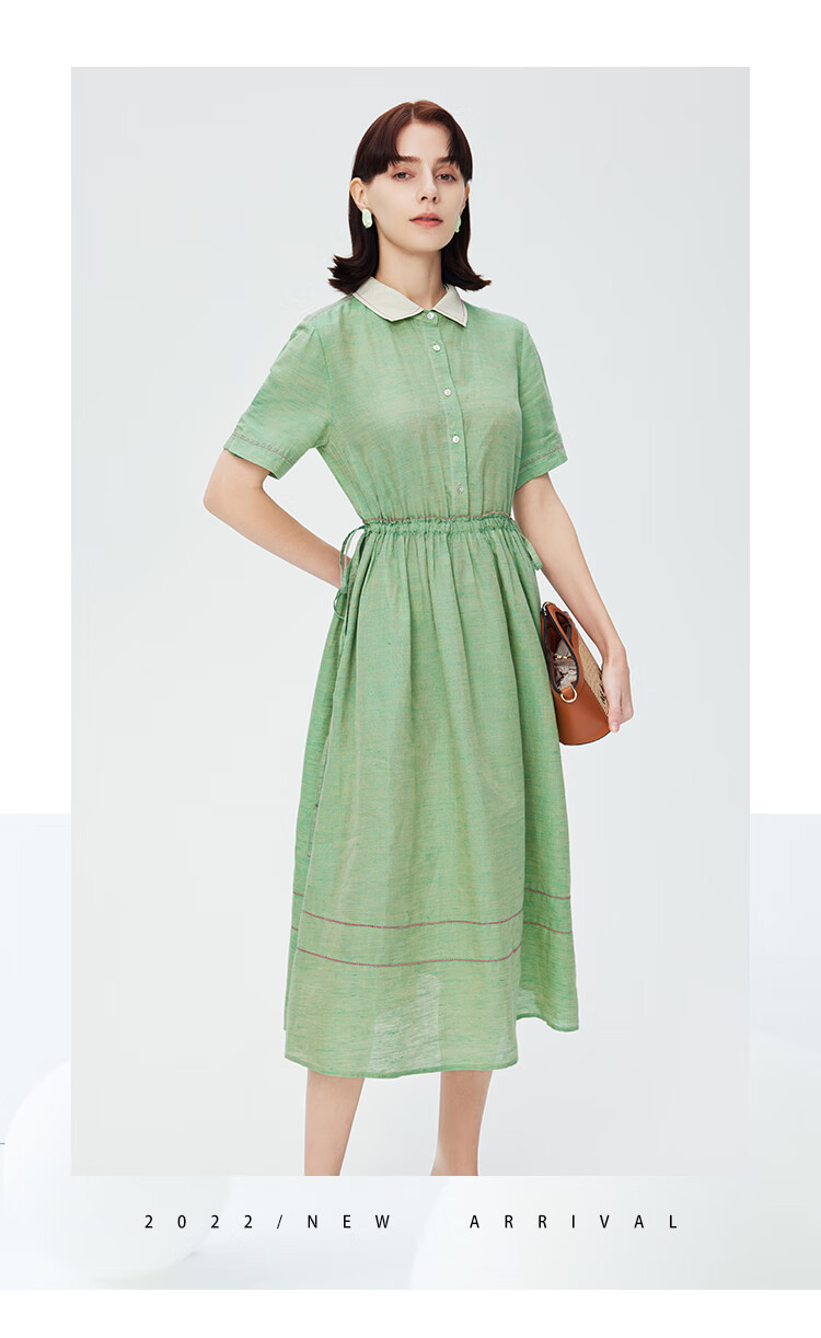 goobgsgb谷邦连衣裙女2022年春夏新款法式气质polo领连衣裙女珠贝色