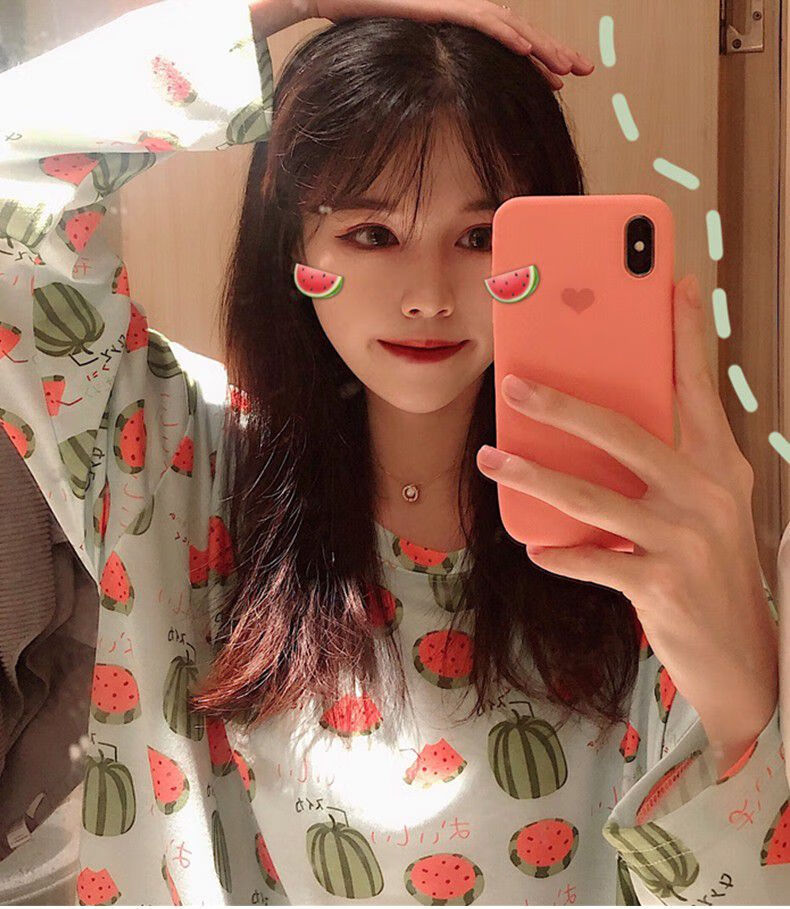 支持国货女生睡衣夏季棉质睡衣女春秋季长袖棉睡衣女学生可爱卡通套头