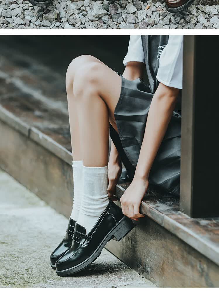 jk鞋子日系jk鞋子21新学院风春秋季小皮鞋女基础款制服鞋中跟深棕色