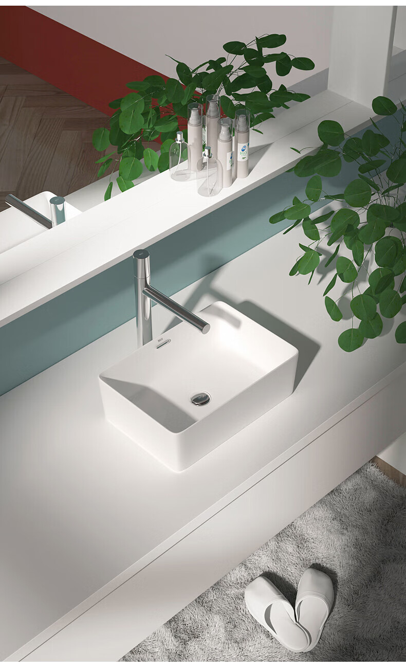 乐家卫浴roca台上盆陶瓷超窄边带溢水口家用卫生间洗手洗脸面盆 480mm