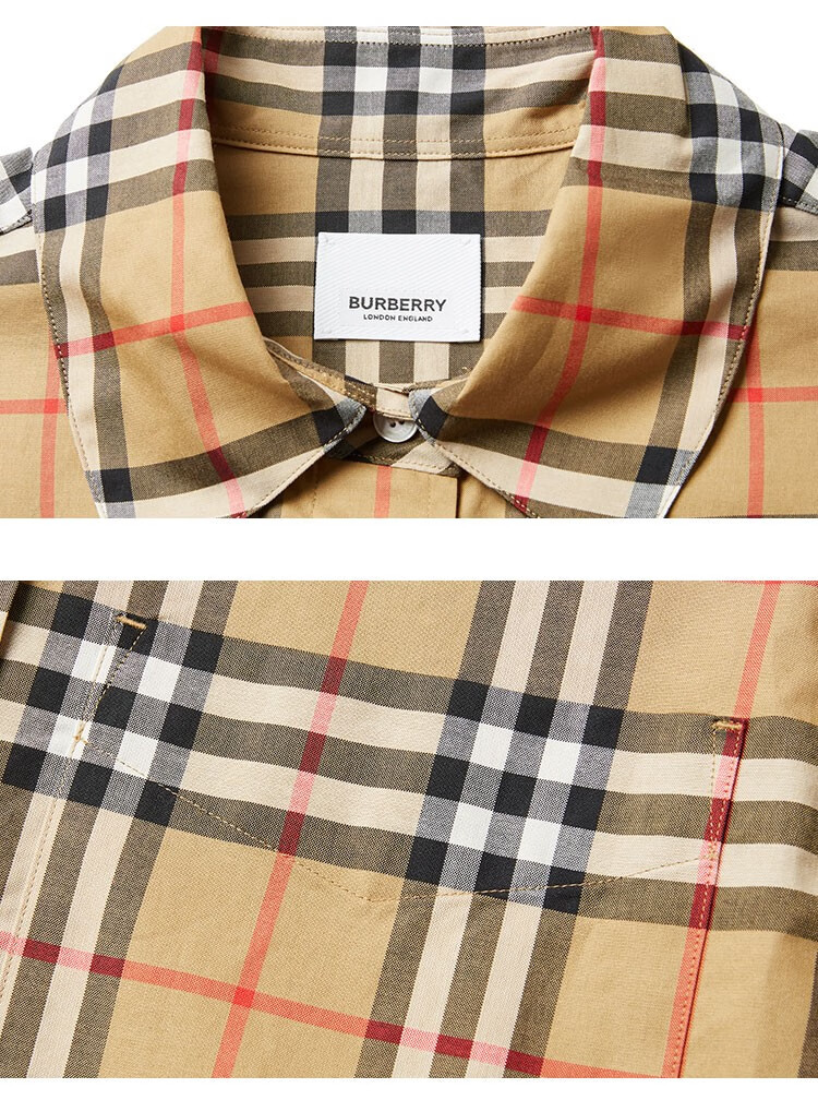 burberry 巴宝莉 2020新品 女士vintage 格纹系腰衬衫式连衣裙 古典