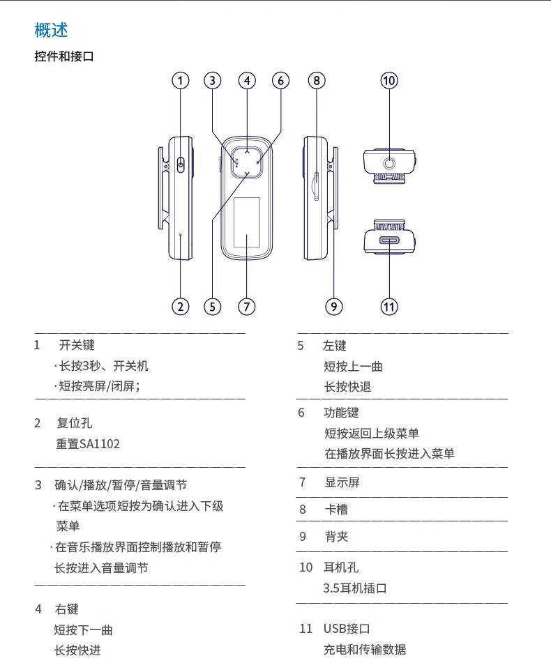 飞利浦philipsmp3随身听学生版高中生初中生小巧便携式迷你小型只听歌