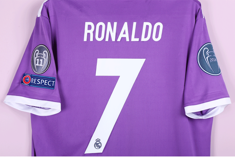 滕讯体育nba专营1617皇马球衣欧冠决赛版紫色客场7号c罗4号拉莫斯贝尔