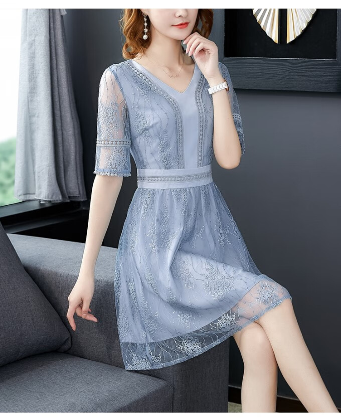 2020夏季超薄凉快舒服五分袖雪纺连衣裙子夏2020新款女装法式显瘦矮小