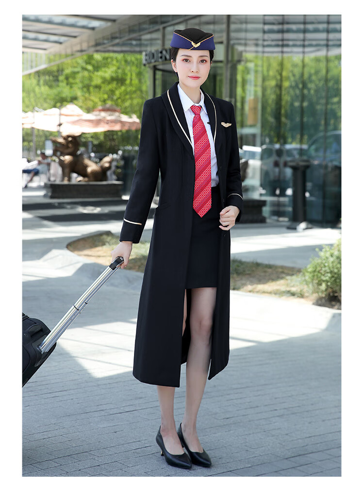 毛呢大衣女长款毛呢冬季空姐制服南航职业装秋冬过膝外套酒店售楼部