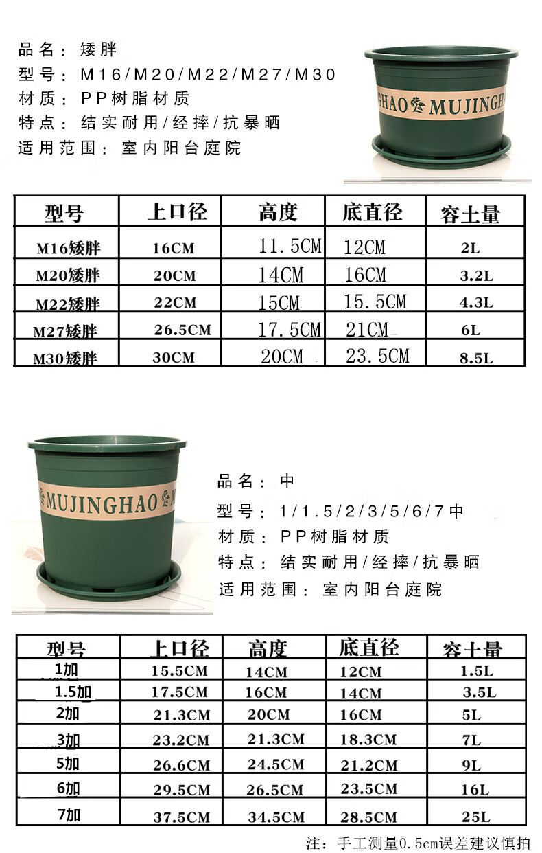 卫亮 新款二代矮胖加仑花盆塑料绿萝月季多肉大口径加厚加仑盆 m20