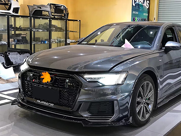 适用于奥迪a6l/s6改装rs6大包围碳纤维前铲侧裙后唇四出尾喉尾翼定制