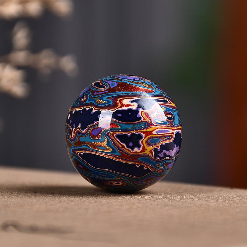 螺钿大漆珠手串2mm贝壳手链佛珠单散珠女士饰品犀皮漆器首饰单颗蓝金