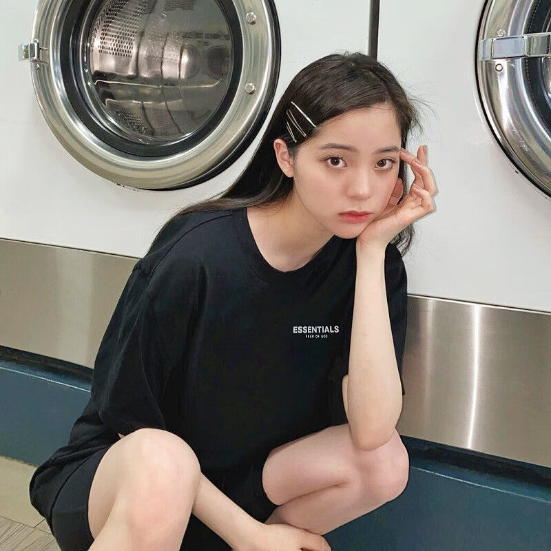 鹿晗陈伟霆fear of god潮牌essentials高街宽松纯棉t恤男 ess基础款