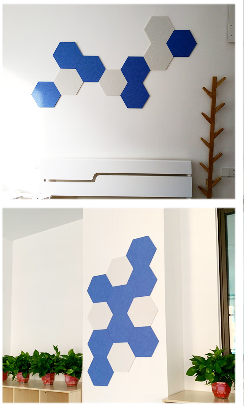 毛毡墙贴 六边形毛毡软木板留言板照片墙背景板幼儿园学生作品展示板