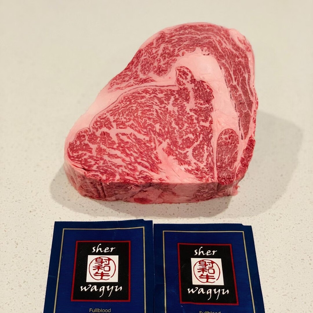 橙伯乐澳洲m9纯血蓝标射和牛雪花霜降肉眼牛排500克全血清真