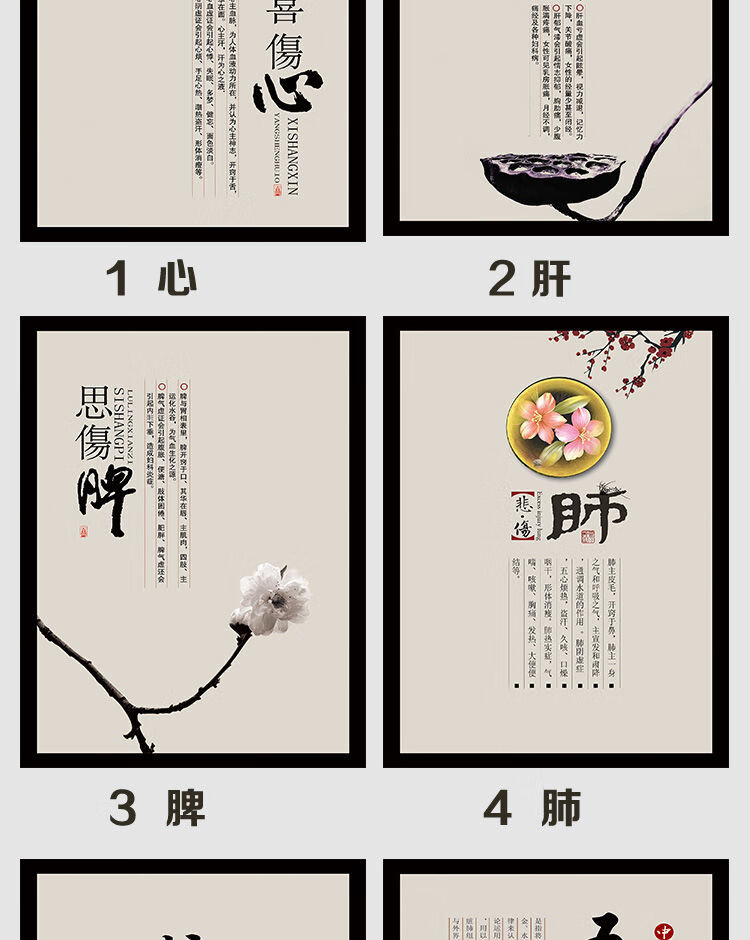 中医养生馆墙壁挂画养生中医文化四季健康宣传广告图美容院装饰画1心