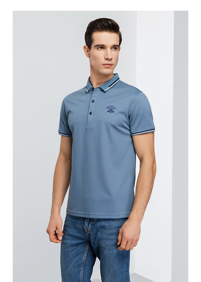 雪中飞男士短袖polo衫翻领2020夏季新款时尚休闲打底衫纯色t恤男 豆