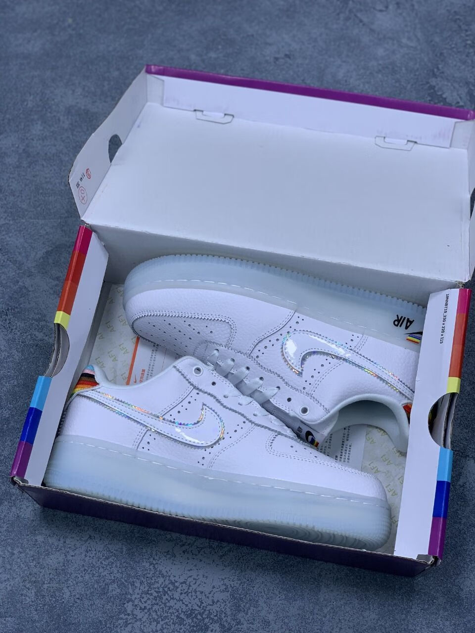 1betrue彩虹空军一号低帮百搭休闲运动鞋cv0258-100 彩虹 af1 36