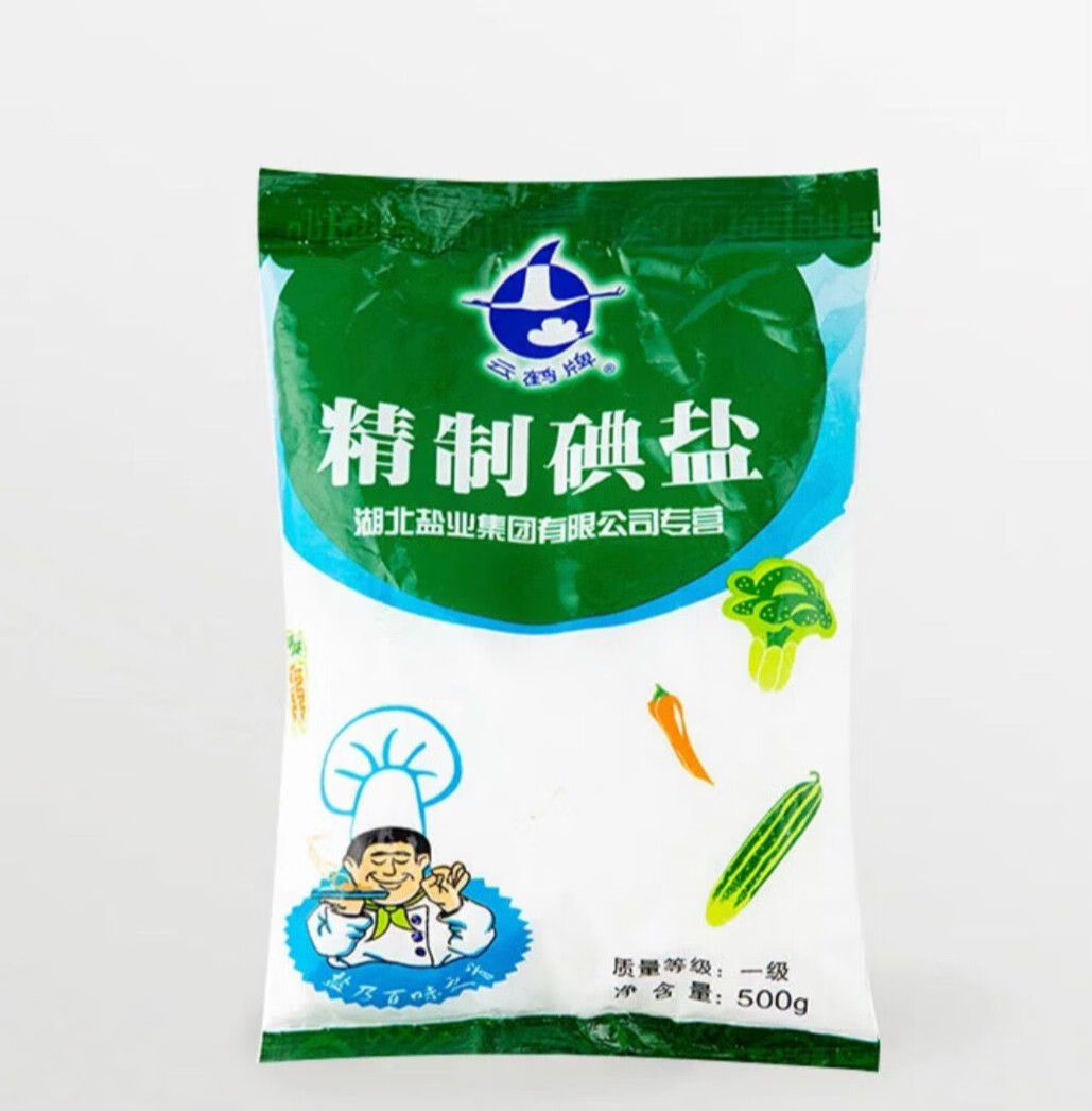 500g/袋 多規格 老包裝 精製碘鹽 家用商用 加碘食用鹽 雲鶴牌精製