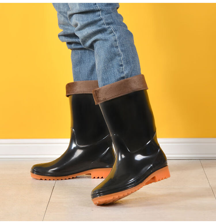 男士雨靴防水防滑厨房工作水鞋中筒耐磨雨鞋插秧工地劳保胶鞋3537中筒