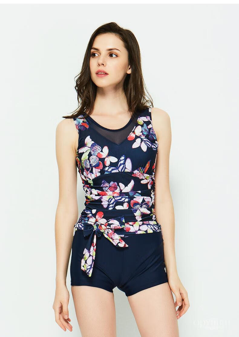 欧迪鸟odybird品牌新款泳衣女连体平角大码保守遮肚泳装温泉泳衣女深