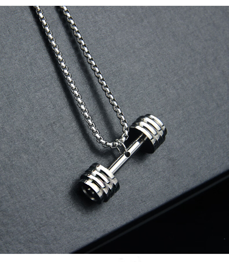ck欧美健身哑铃项链男士钛钢吊坠个性时尚潮男挂件挂坠饰品配饰礼物