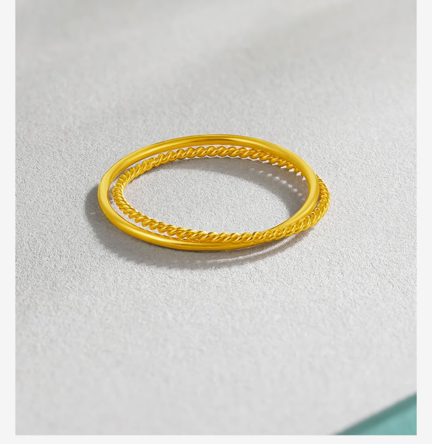 麻花黄金戒指女999足金双层戒5g金戒实心素圈交叉指环新款11号12号约