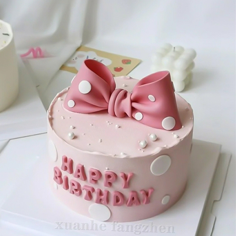 仿真蛋糕模型网红新款仿真生日蛋糕模型唯美蝴蝶结小熊半翻糖告白节庆