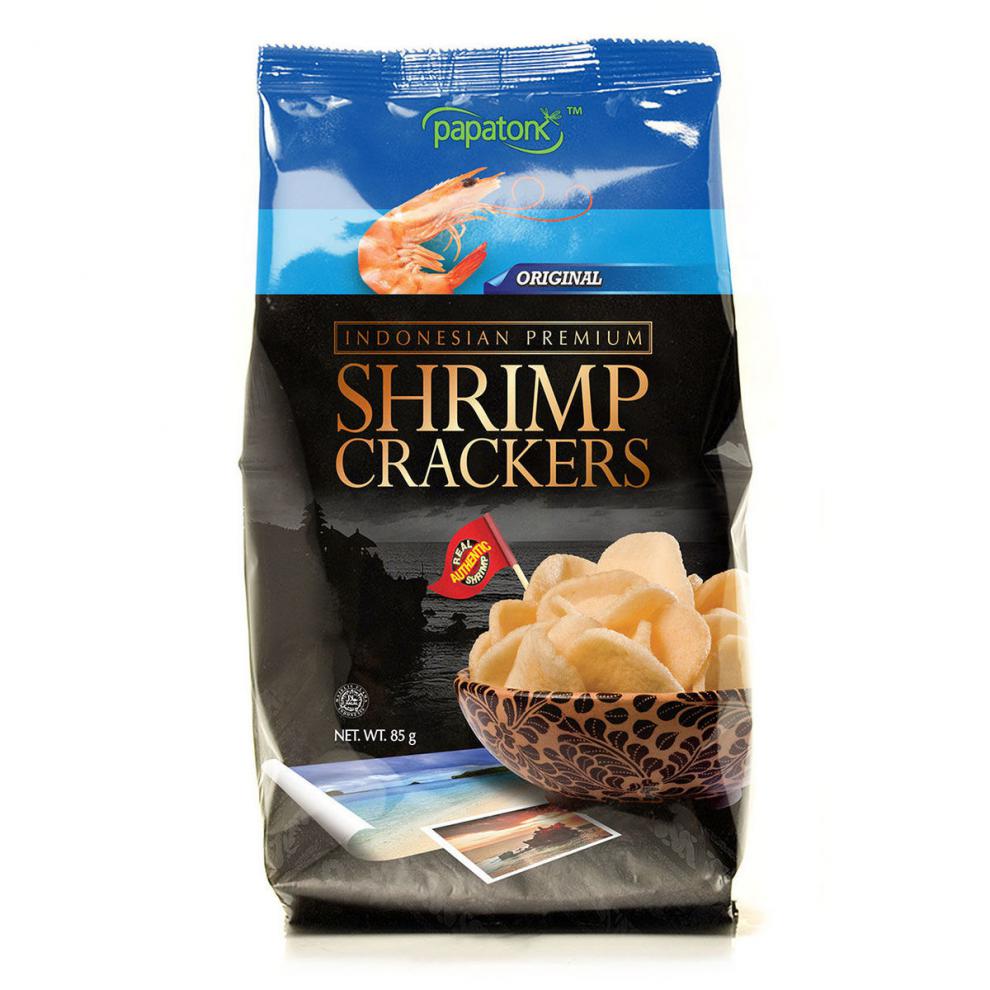 印尼原装进口papatonk啪啪通虾片35含虾量零食零食年货送礼85克原味3