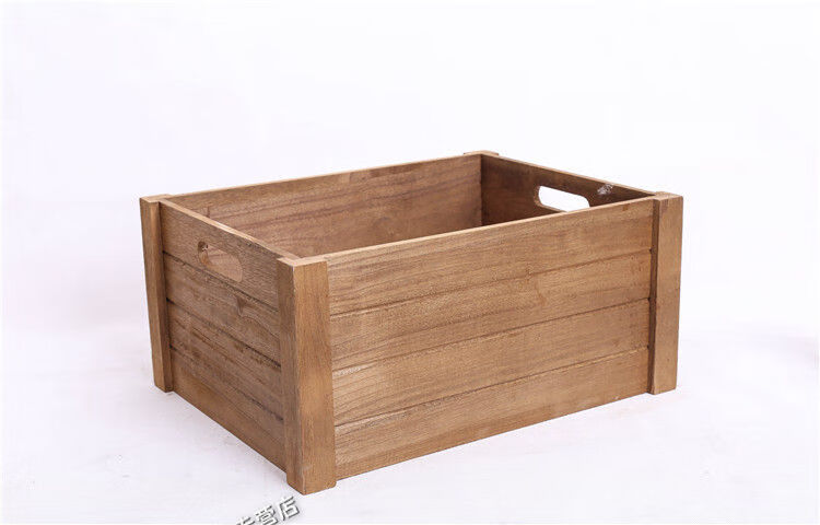 乡村风实木收纳箱家庭陈列装饰木箱超市水果储存展示筐长方形箱子自然