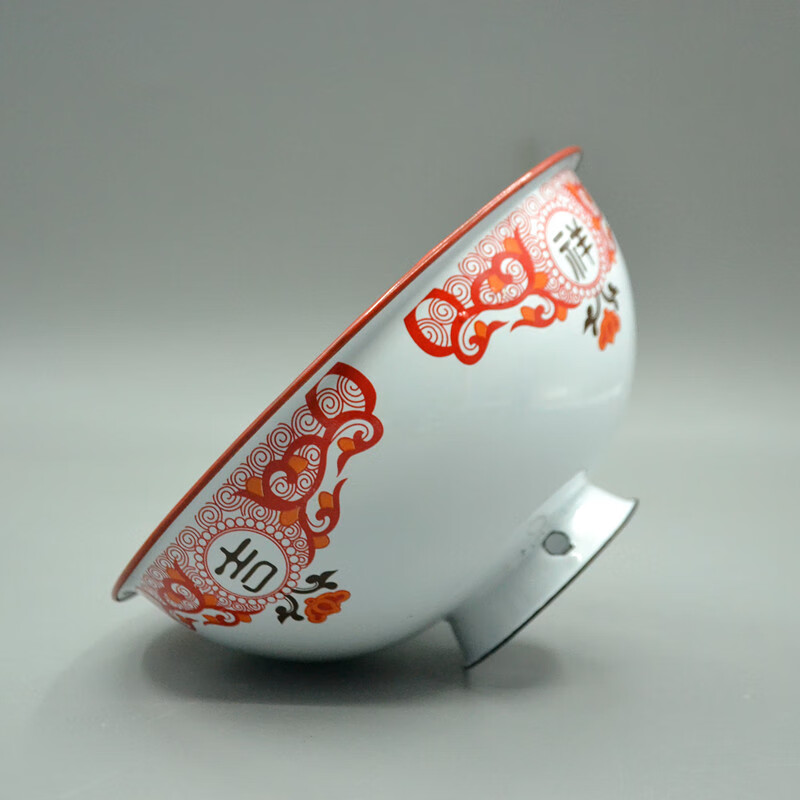 铁碗加厚老式搪瓷碗高脚饭碗洋瓷碗复古摔不烂民工铁碗油泼面碗蒸饭碗