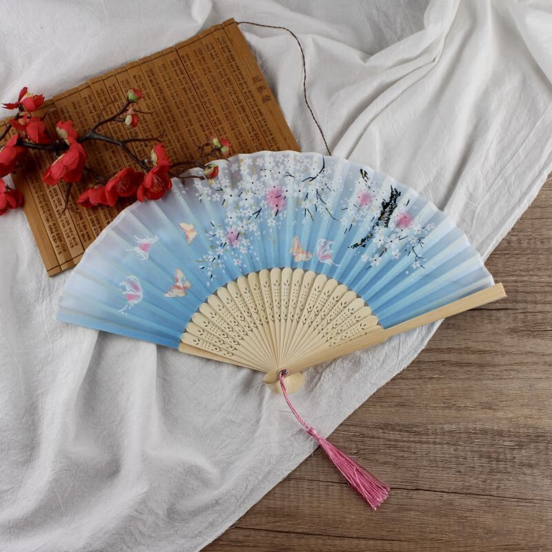 扇子折扇中国风女式学生古风流苏夏季随身携带古装古代汉服小竹扇 12