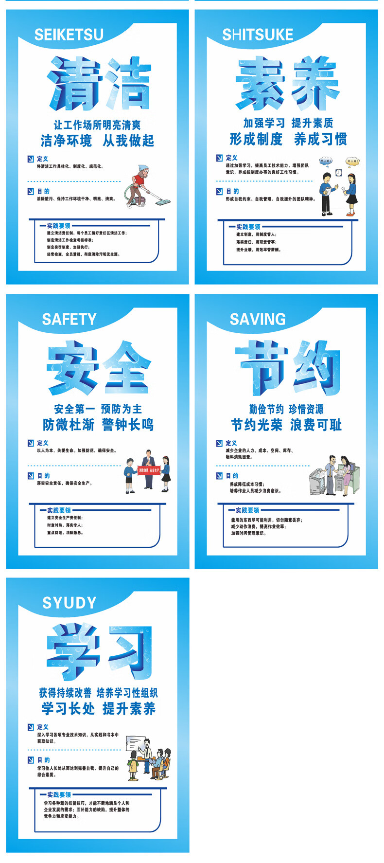 凌贵5s展板6s7s8s工厂企业文化安全生产车间走廊过道宣传标语整理整顿