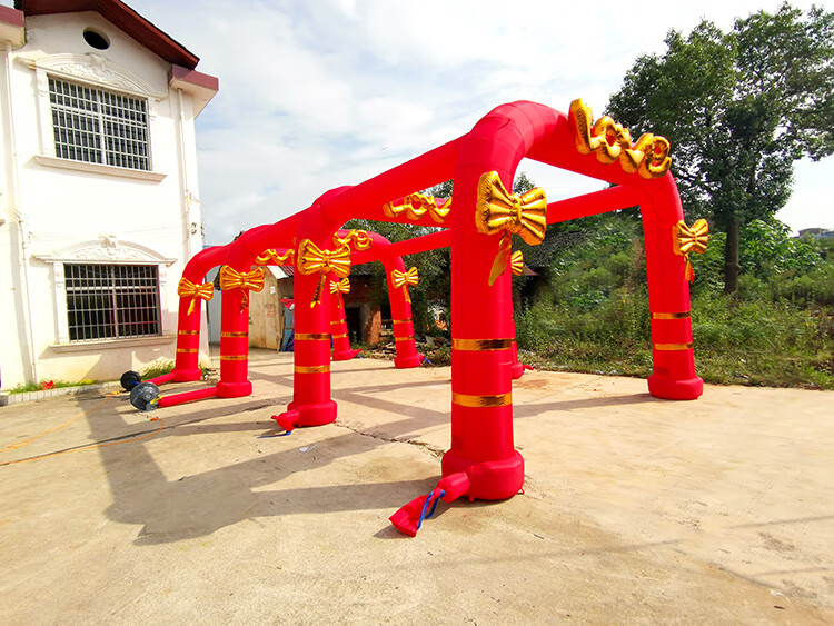 连拱中式婚礼气模 彩虹门结婚花拱门头 6米婚庆门头【图片 价格 品牌