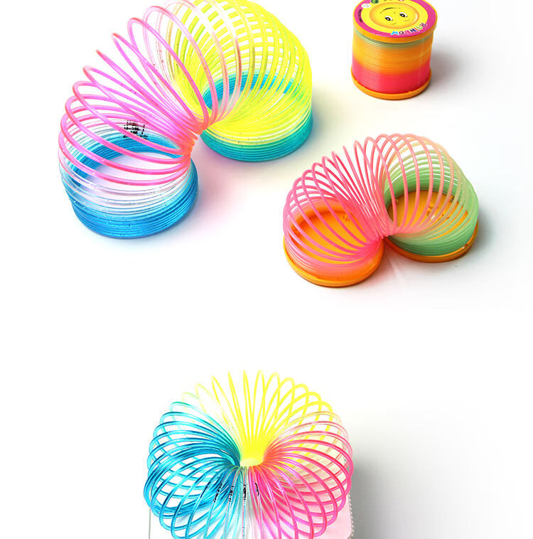 多彩弹簧彩虹圈儿童玩具七彩圈伸缩弹力圈魔术圈幼儿园小礼物大号亮片