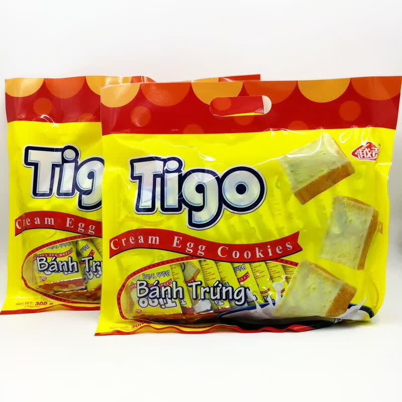 越南特产 越贡tigo鸡蛋奶油面包干300g 进口休闲零食早餐饼干 老包装