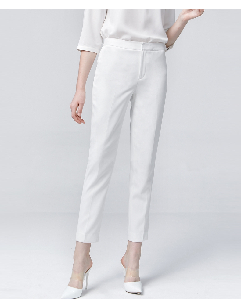 g2000女装白色西裤女新款ol商务中高腰直筒显瘦烟管裤00750023 藏青色