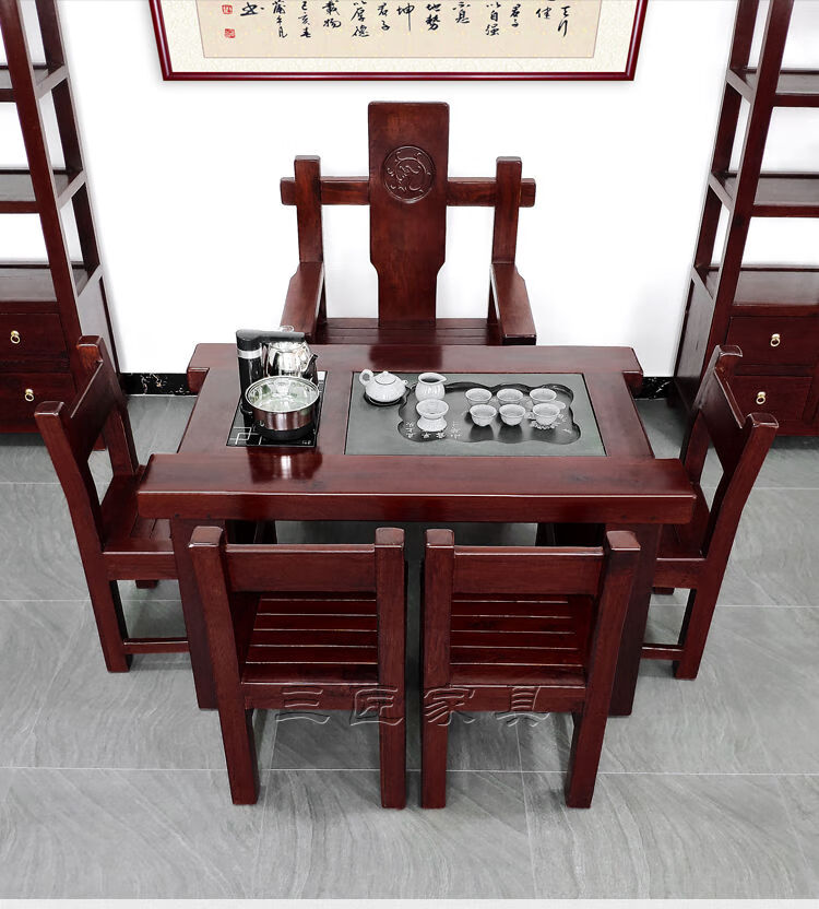 老船木茶桌椅组合小型阳台家用实木功夫茶台套装现代简茶桌135cm茶桌1