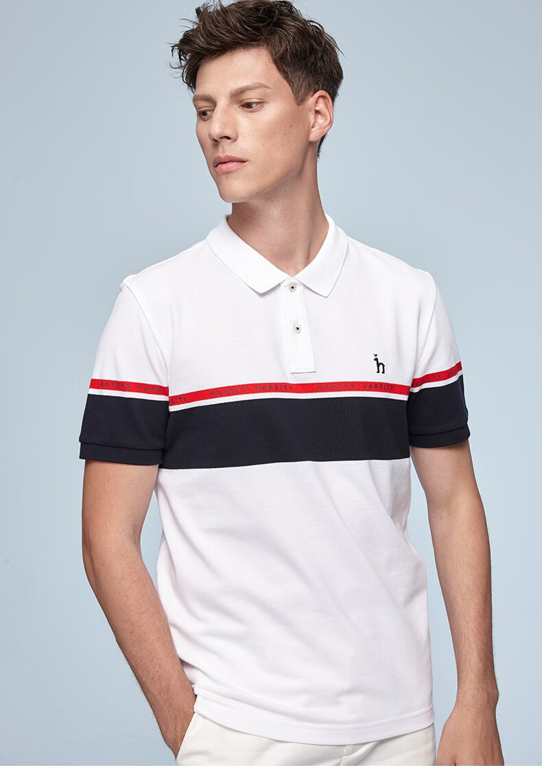 商场同款哈吉斯hazzys夏季新款男装撞色条纹短袖polo衫男astze01be33
