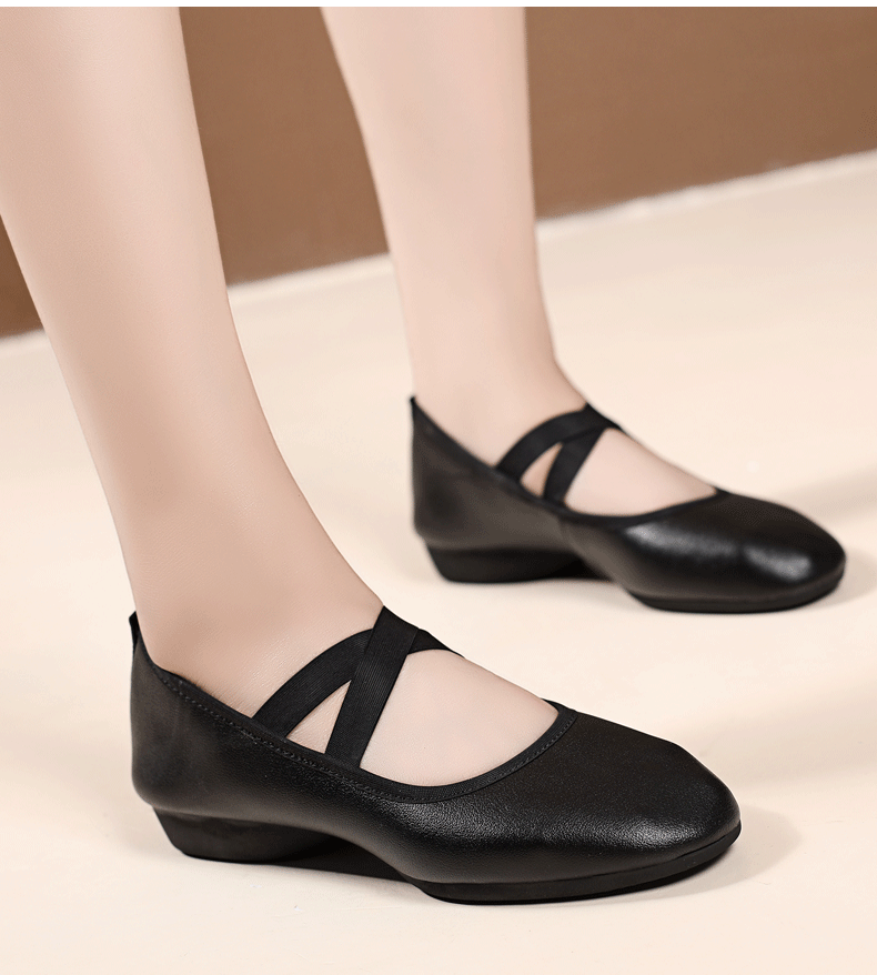 软牛皮舞蹈鞋真皮软底广场舞鞋牛筋底牛津底广场舞中老年人四跳舞鞋