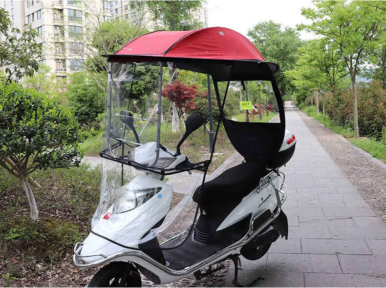 雅马哈女装摩托车雨棚加厚超大踏板助力车电动车遮阳伞电摩挡风罩立体