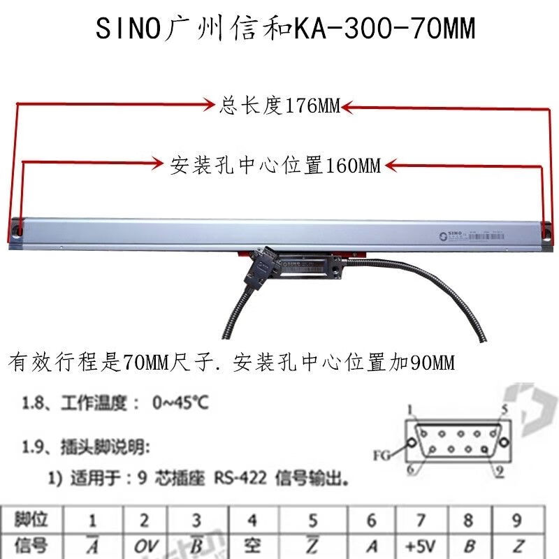 信和光柵尺ka300系列光柵尺通用廣州諾信光柵尺數顯表ka300370mm5um