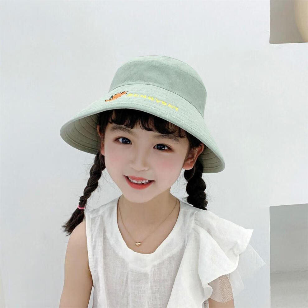 儿童遮阳帽312岁小女孩戴的女童夏季新款薄款帽子宝宝渔夫帽大檐太阳