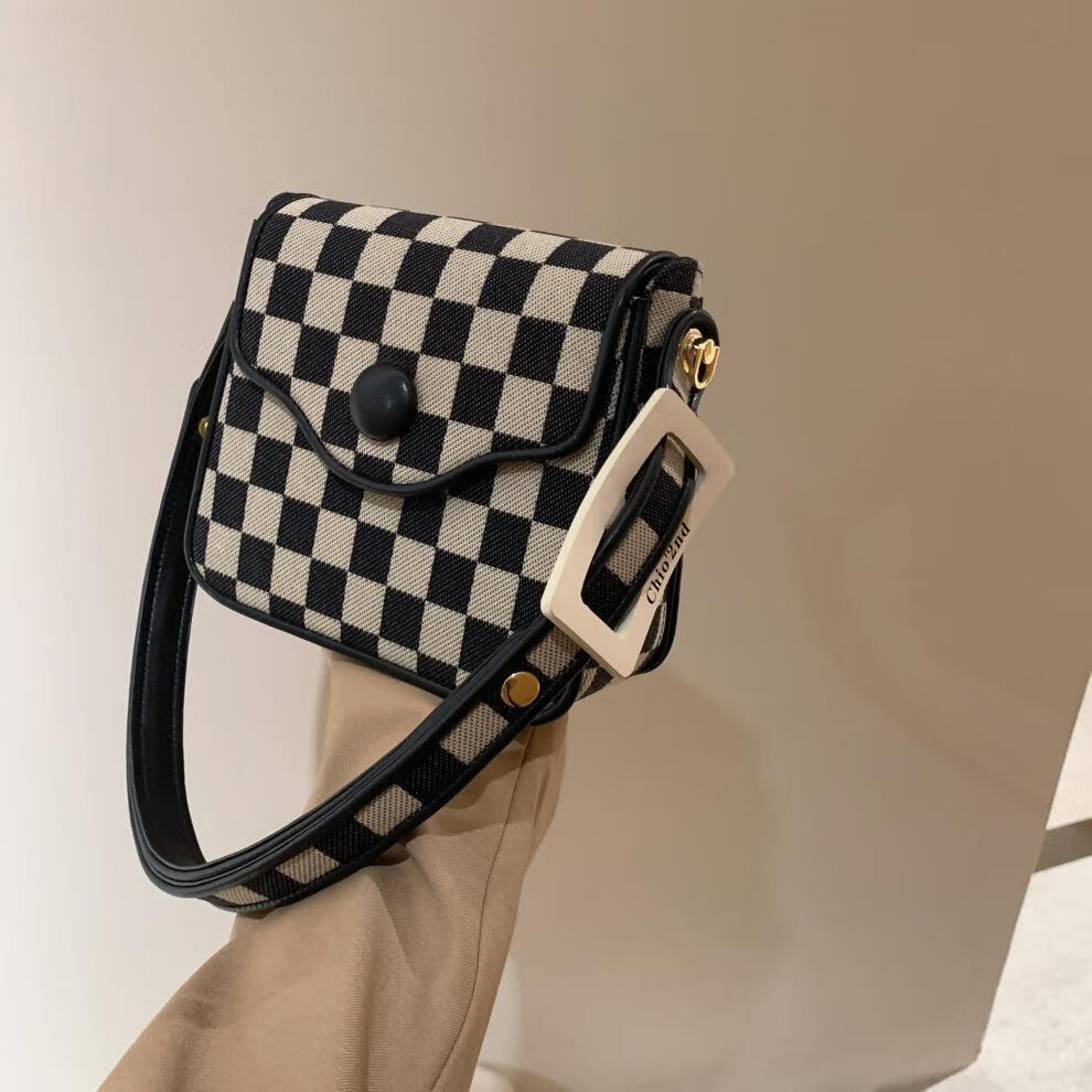 小ck轻奢chio2nd南风原创棋盘格单肩包包女2021新款潮ins小众宽带斜