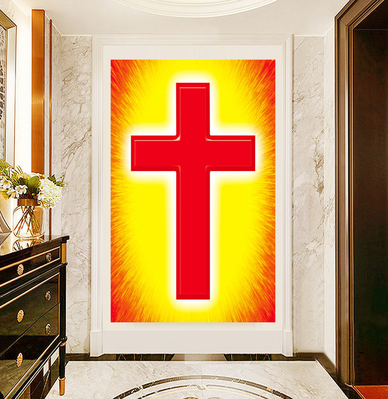 腾圣 红色十字架贴画贴纸挂画壁画墙纸画蕊教堂会客厅中堂图 1 超小