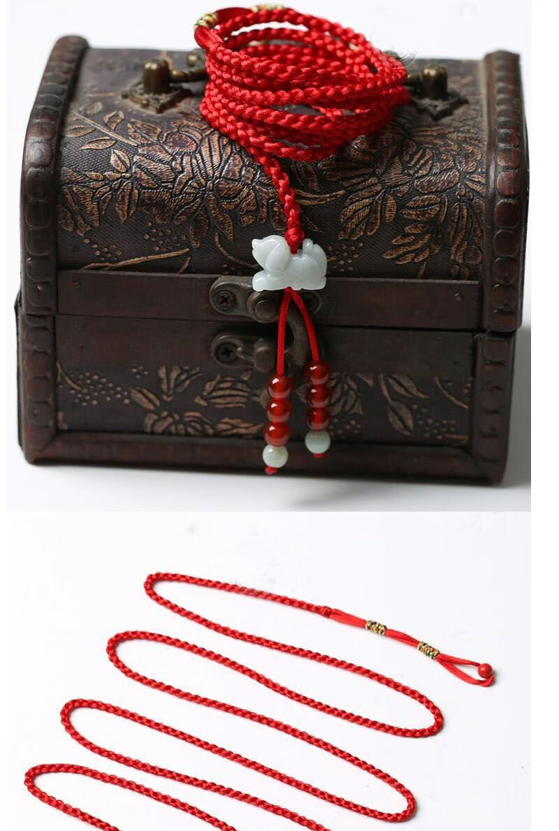 虎翡翠玉石事业红色腰带红绳腰链腰绳玉石生肖狗腰围24尺裤码3180厘米