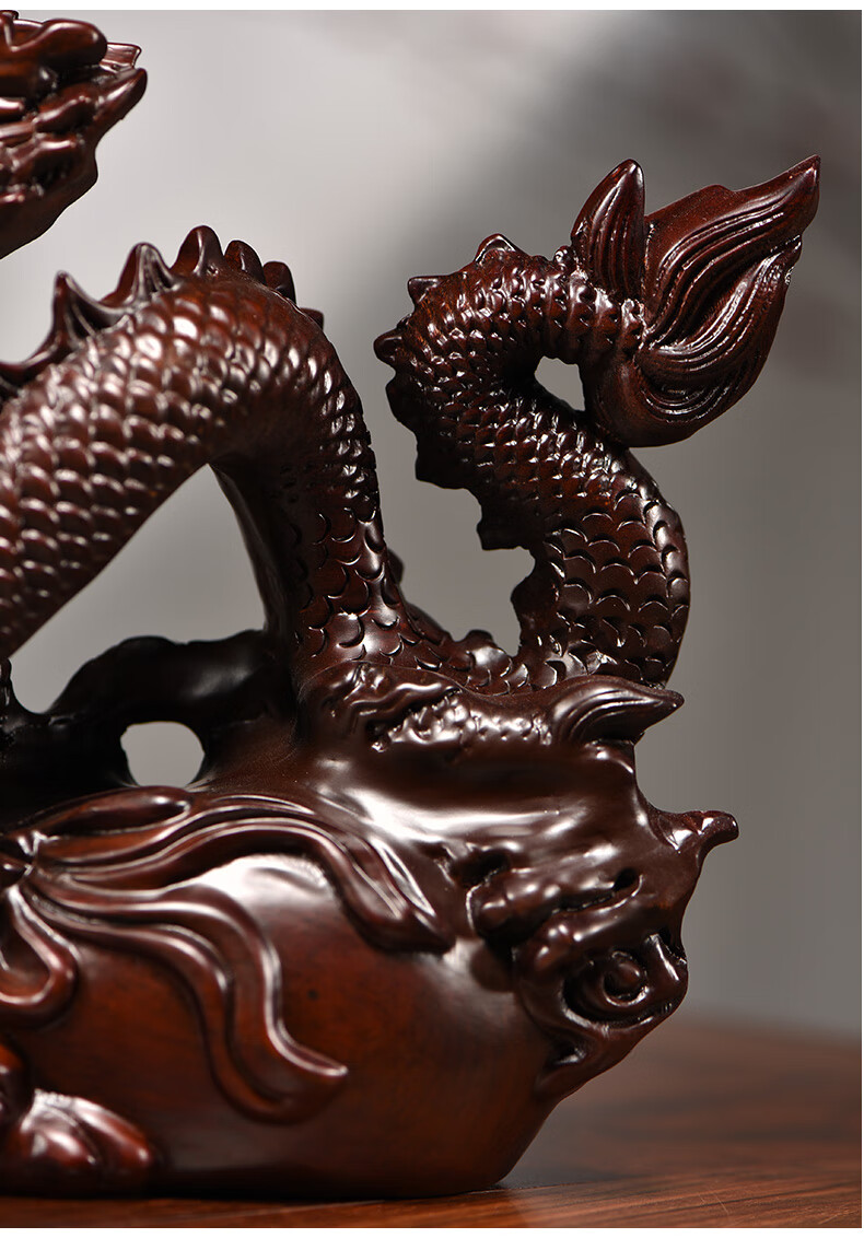 圣梵序黑檀木雕龙摆件实木十二生肖龙摆设家居客厅办公室装饰工艺品
