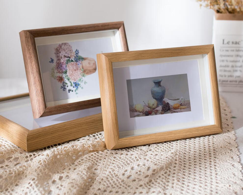 相框摆台实木质立体简约卧室桌面摆件洗照片567810寸挂墙画像框架深情