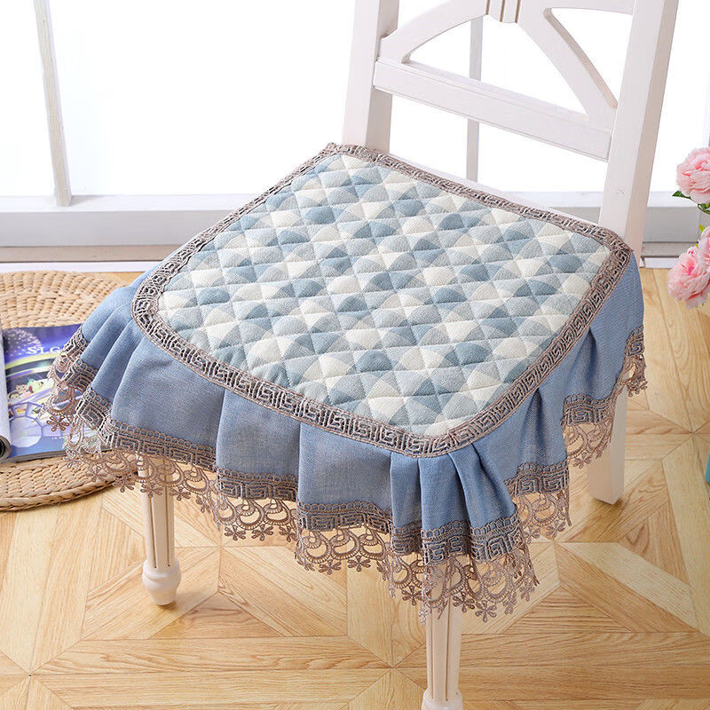 太美鑫拼购餐桌布艺椅子套罩餐椅垫套装坐垫欧式格子中式凳子垫圆桌布