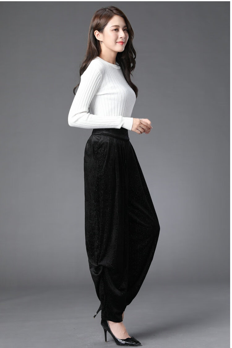 sincyc设计师品牌女装灯笼裤女秋冬宽松萝卜裤百搭长裤黑色气质哈伦