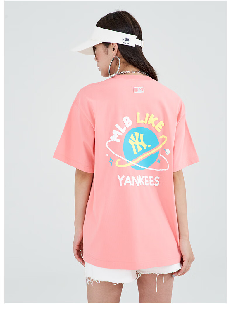 mlb官方 男女情侣t恤星球印花短袖运动休闲宽松22年春夏新款3atse1223