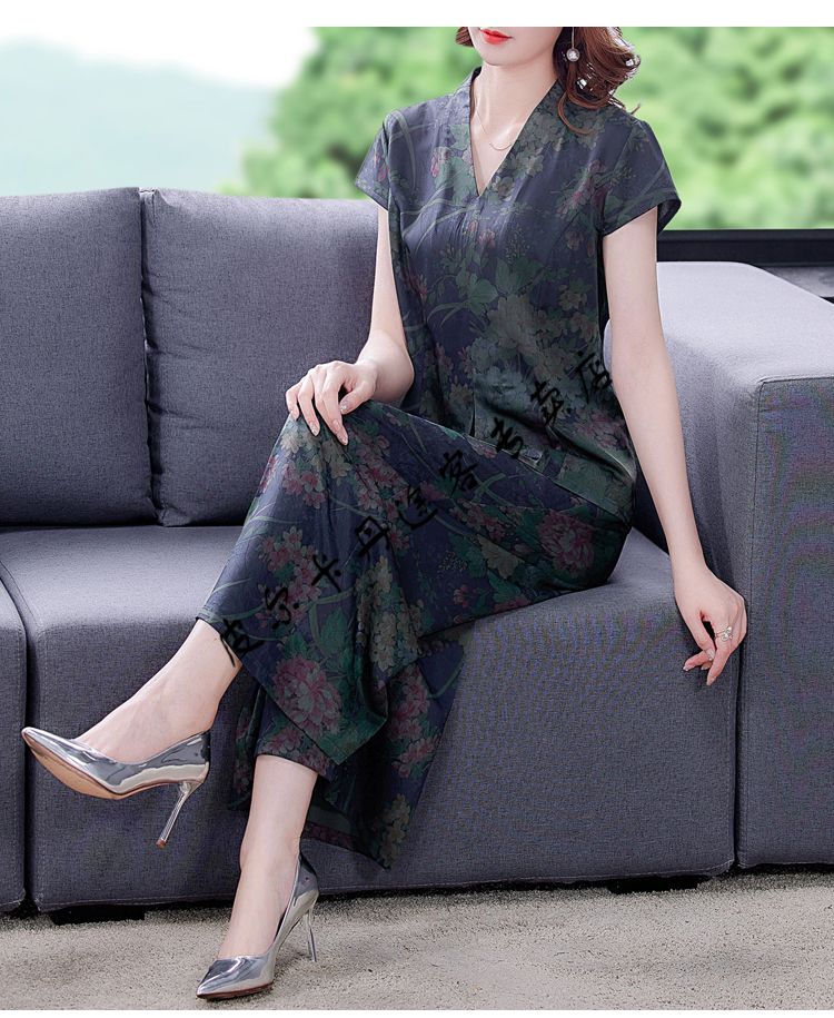 高档女装贵夫人香云纱套装高端夏季品牌女装杭州时尚真丝桑蚕丝两件装