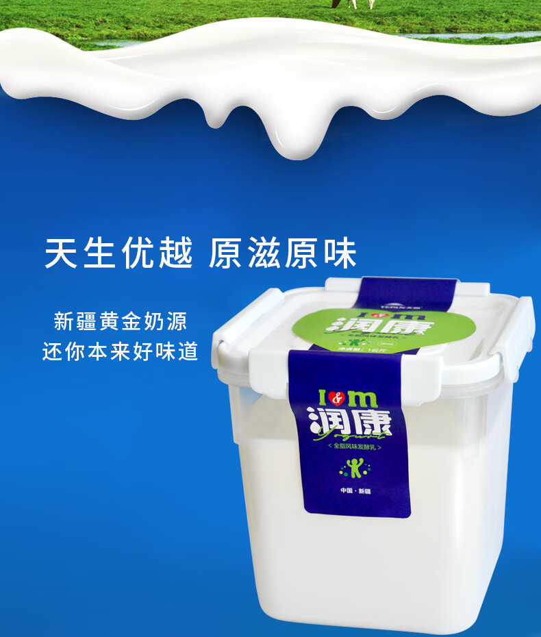 新疆酸奶大桶装1kg装水果捞网红原味浓缩老酸奶方桶 熙典桶装酸奶