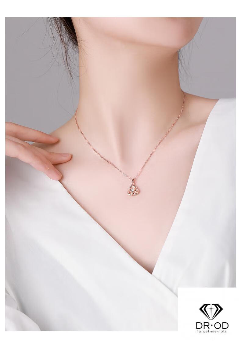 drod轻奢品牌项链女玫瑰花夏锁骨链小众设计感气质简约吊坠送女友生日